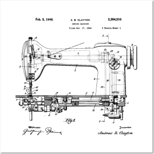 Sewing machine Patent, sewing lover gift idea, sewing machine present Posters and Art